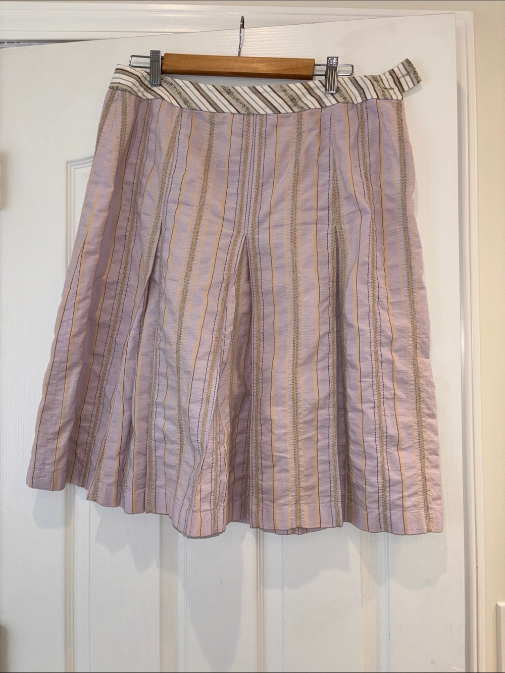 J. Jill Lavender and Tan Striped A-Line Skirt